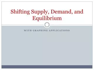 Shifting Supply, Demand, and Equilibrium