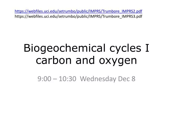 biogeochemical cycles i carbon and oxygen