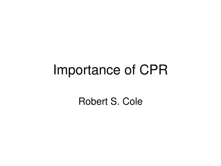 importance of cpr