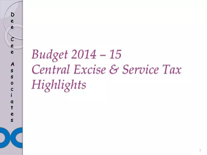 budget 2014 15 central excise service tax highlights