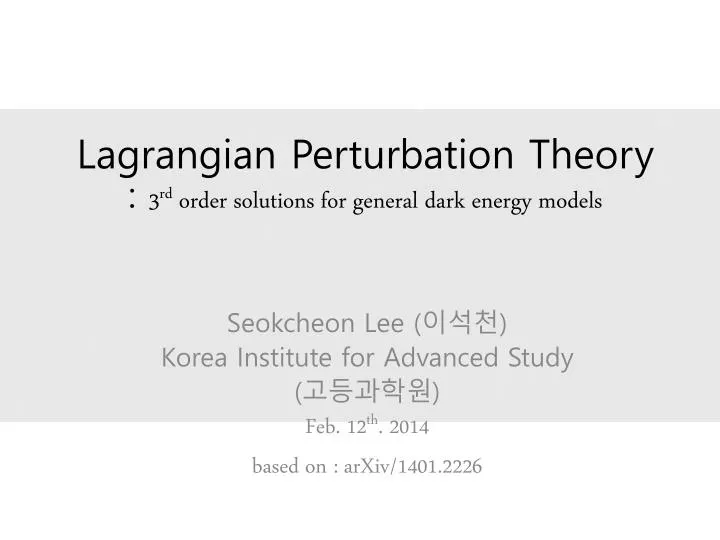 lagrangian perturbation theory 3 rd order solutions for general dark energy models