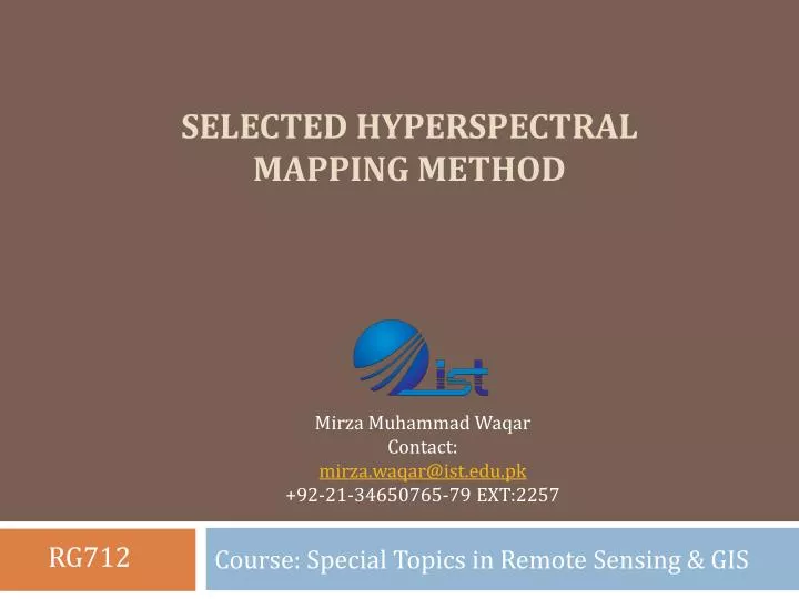 selected hyperspectral mapping method