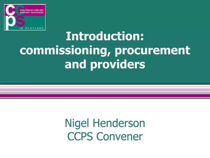 introduction commissioning procurement and providers