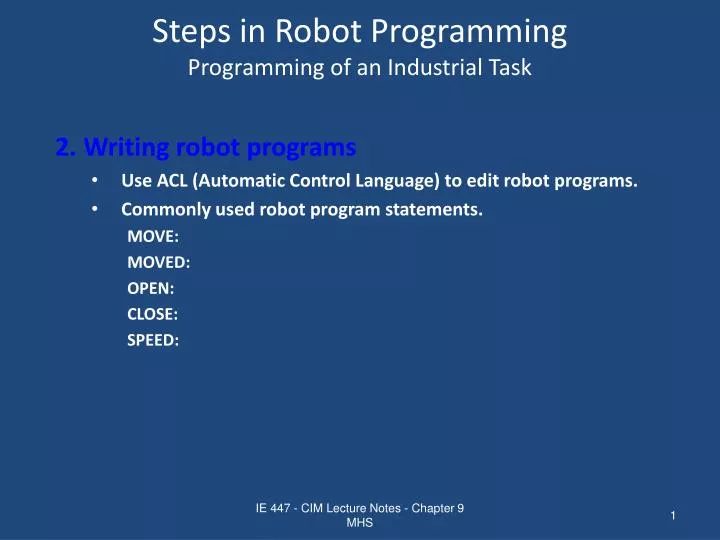 steps in robot programming programming of an industrial task