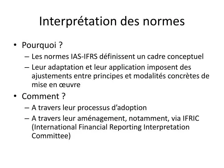 interpr tation des normes