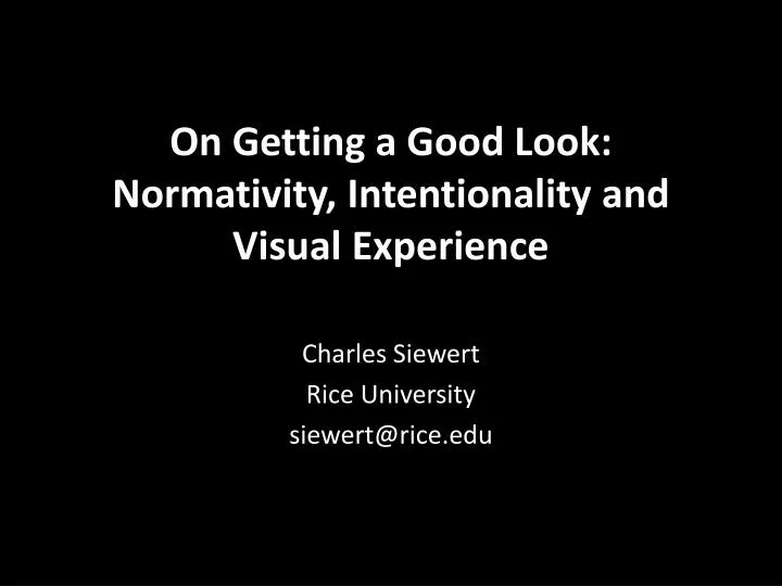 on getting a good look normativity intentionality and visual experience