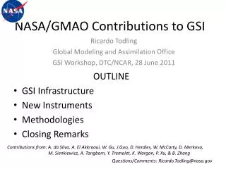 NASA/GMAO Contributions to GSI