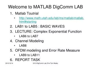 Welcome to MATLAB DigComm LAB