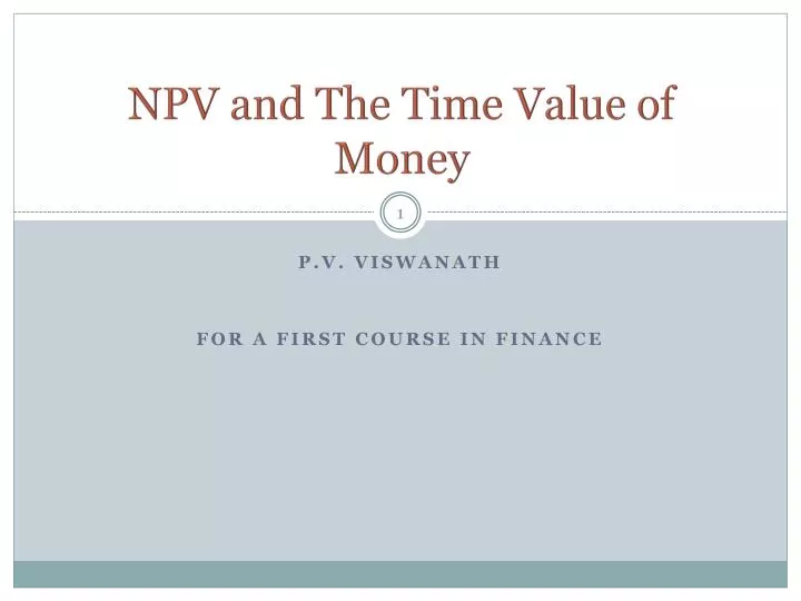 npv and the time value of money