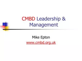 CMBD Leadership &amp; Management