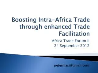 Boosting Intra-Africa Trade through enhanced Trade Facilitation