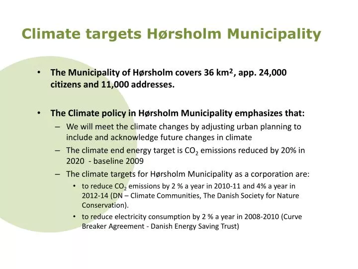 climate targets h rsholm municipality