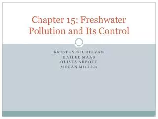 Chapter 15: Freshwater Pollution and Its Control
