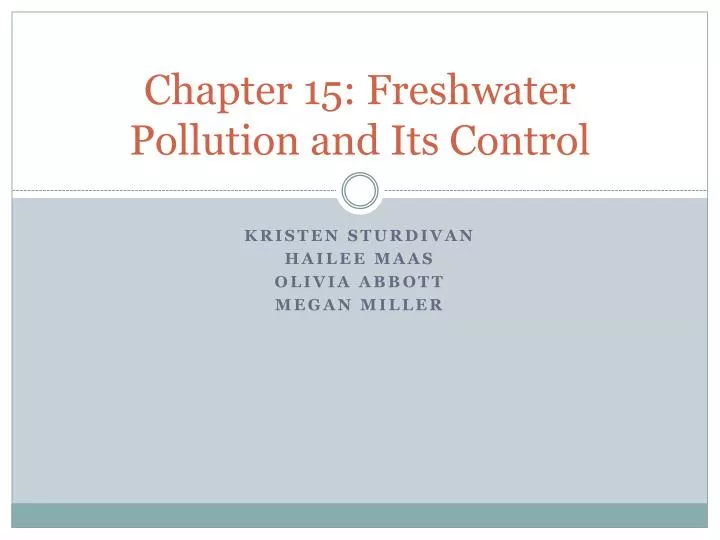 chapter 15 freshwater pollution and its control