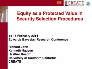 Equity as a Protected Value in Security Selection Procedures