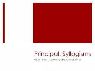 Principal: Syllogisms