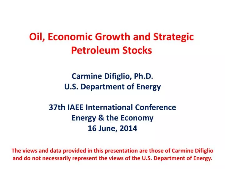 oil economic growth and strategic petroleum stocks