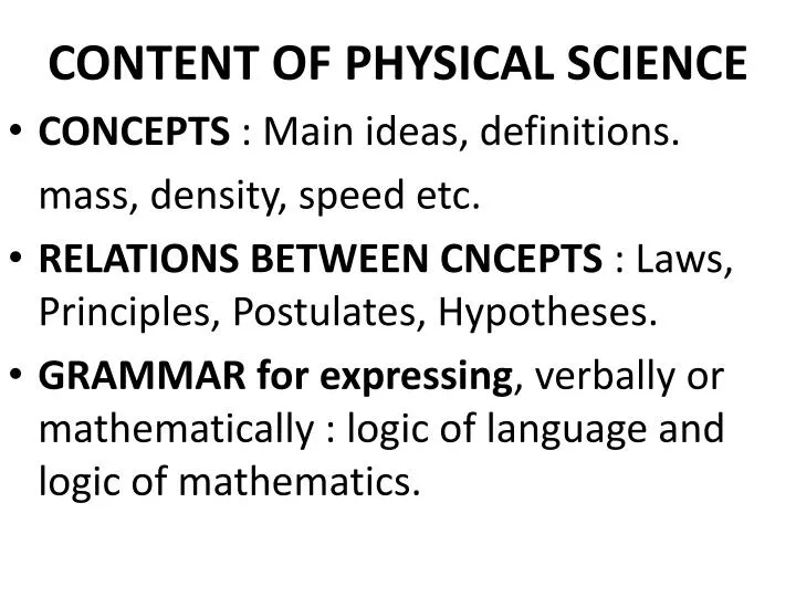 content of physical science