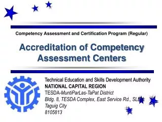 Competency Assessment and Certification Program (Regular)