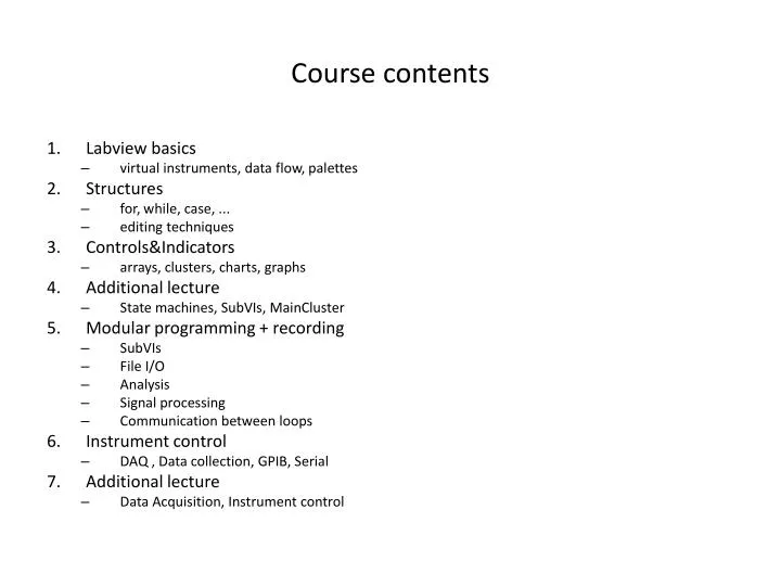 course contents