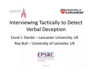 Interviewing Tactically to Detect Verbal Deception