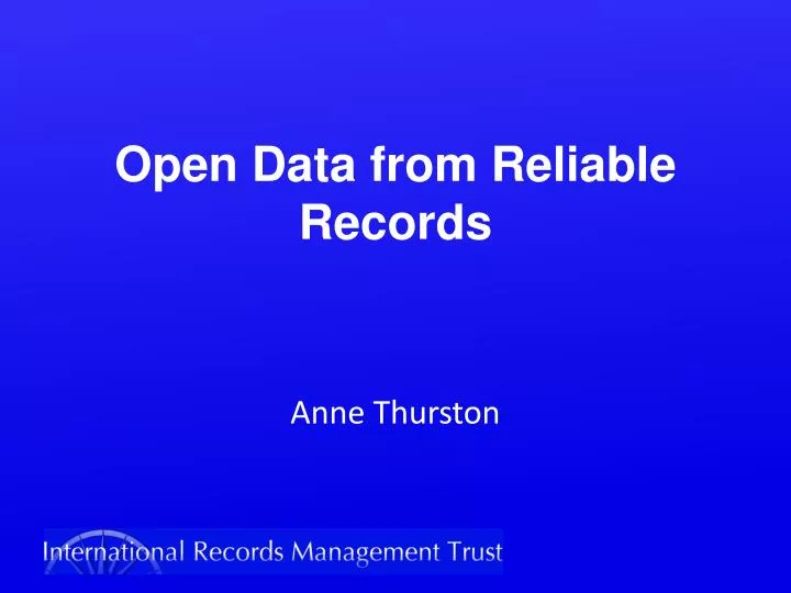 open data from reliable records
