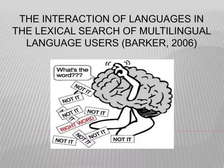 the interaction of languages in the lexical search of multilingual language users barker 2006