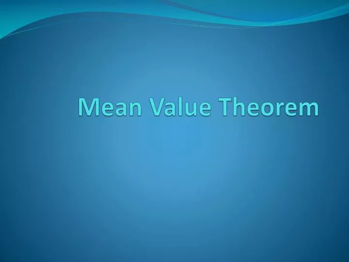 mean value theorem