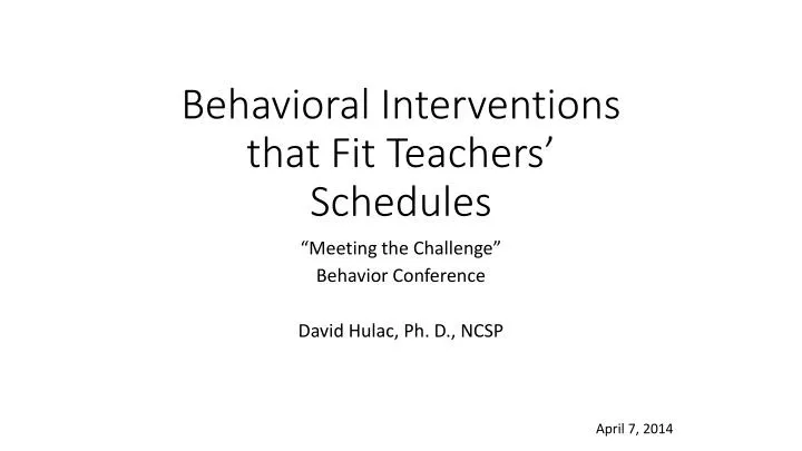 behavioral interventions that fit teachers schedules
