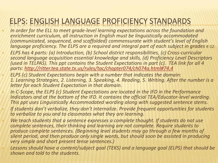 elps english language proficiency standards