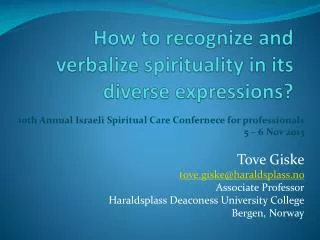 How to recognize and verbalize spirituality in its diverse expressions ?