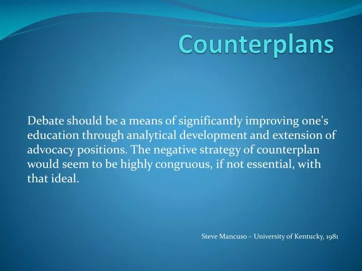 counterplans
