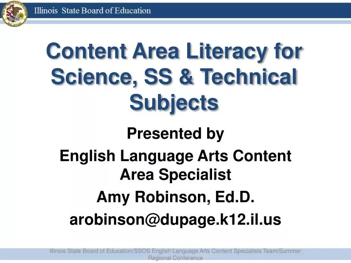 content area literacy for science ss technical subjects