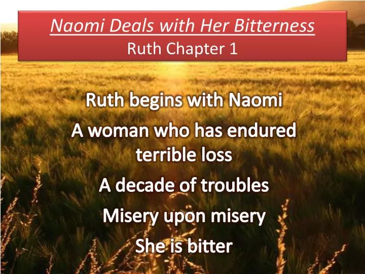naomi deals with her bitterness ruth chapter 1