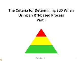 The Criteria for Determining SLD When Using an RTI-based Process Part I