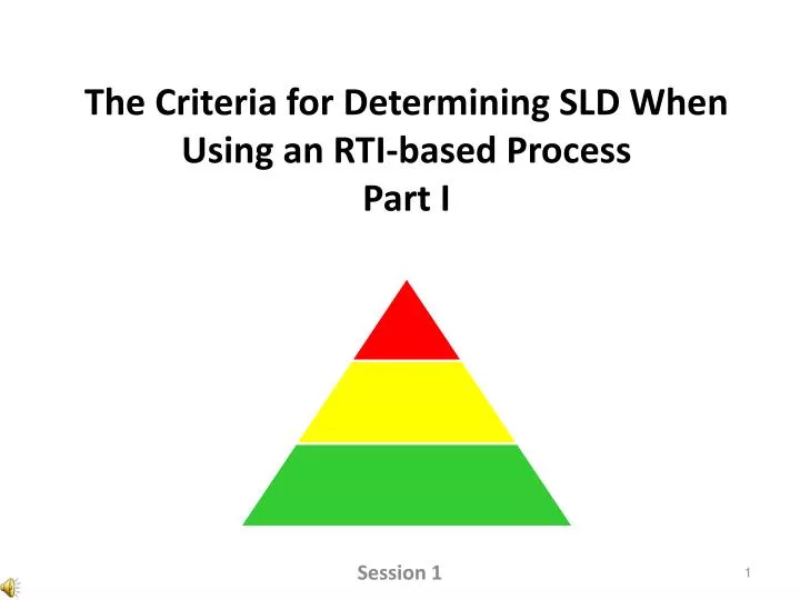 the criteria for determining sld when using an rti based process part i
