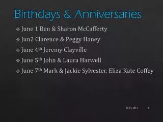 Birthdays &amp; Anniversaries