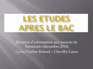 les etudes apres le bac