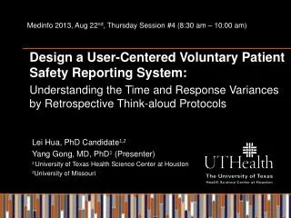 Design a User-Centered Voluntary Patient Safety Reporting System: