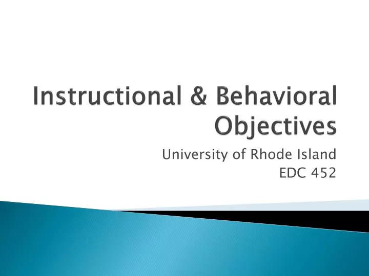 instructional behavioral objectives