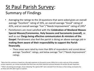 St Paul Parish Survey : Summary of Findings