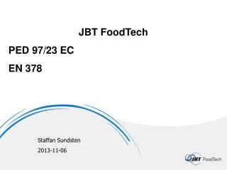 JBT FoodTech PED 97/23 EC EN 378
