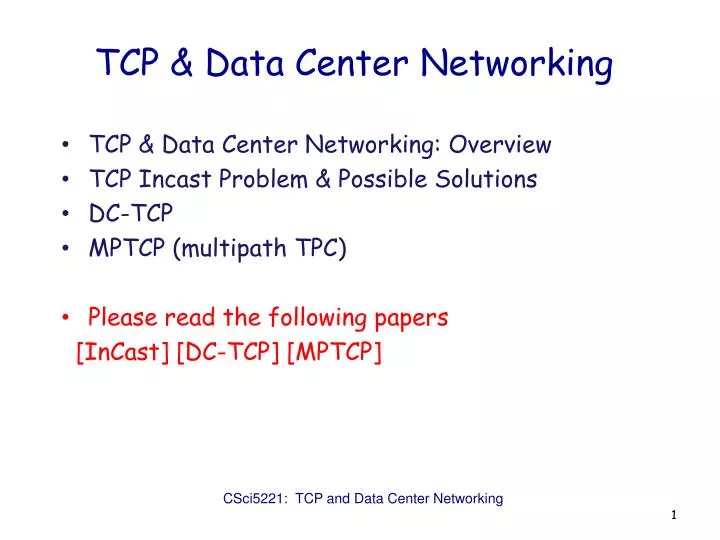 tcp data center networking