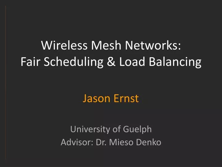 wireless mesh networks fair scheduling load balancing