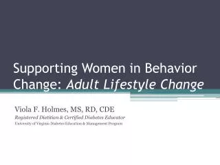 Supporting Women in Behavior Change: Adult Lifestyle Change