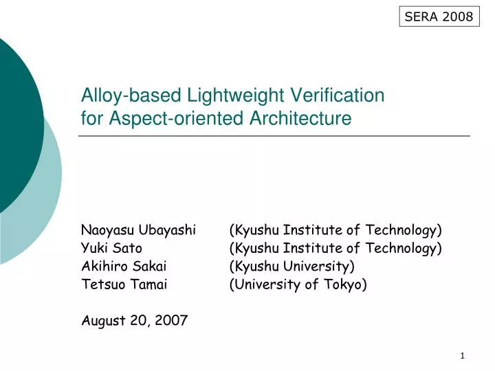 alloy based lightweight verification for aspect oriented architecture