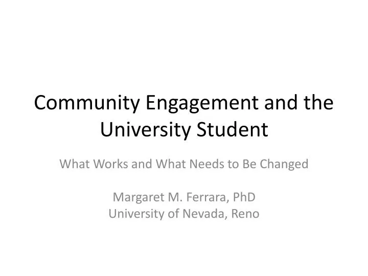 community engagement and the university student