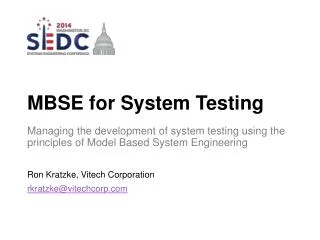 MBSE for System Testing