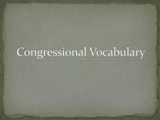 Congressional Vocabulary