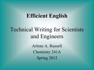 Efficient English Technical Writing for Scientists and Engineers